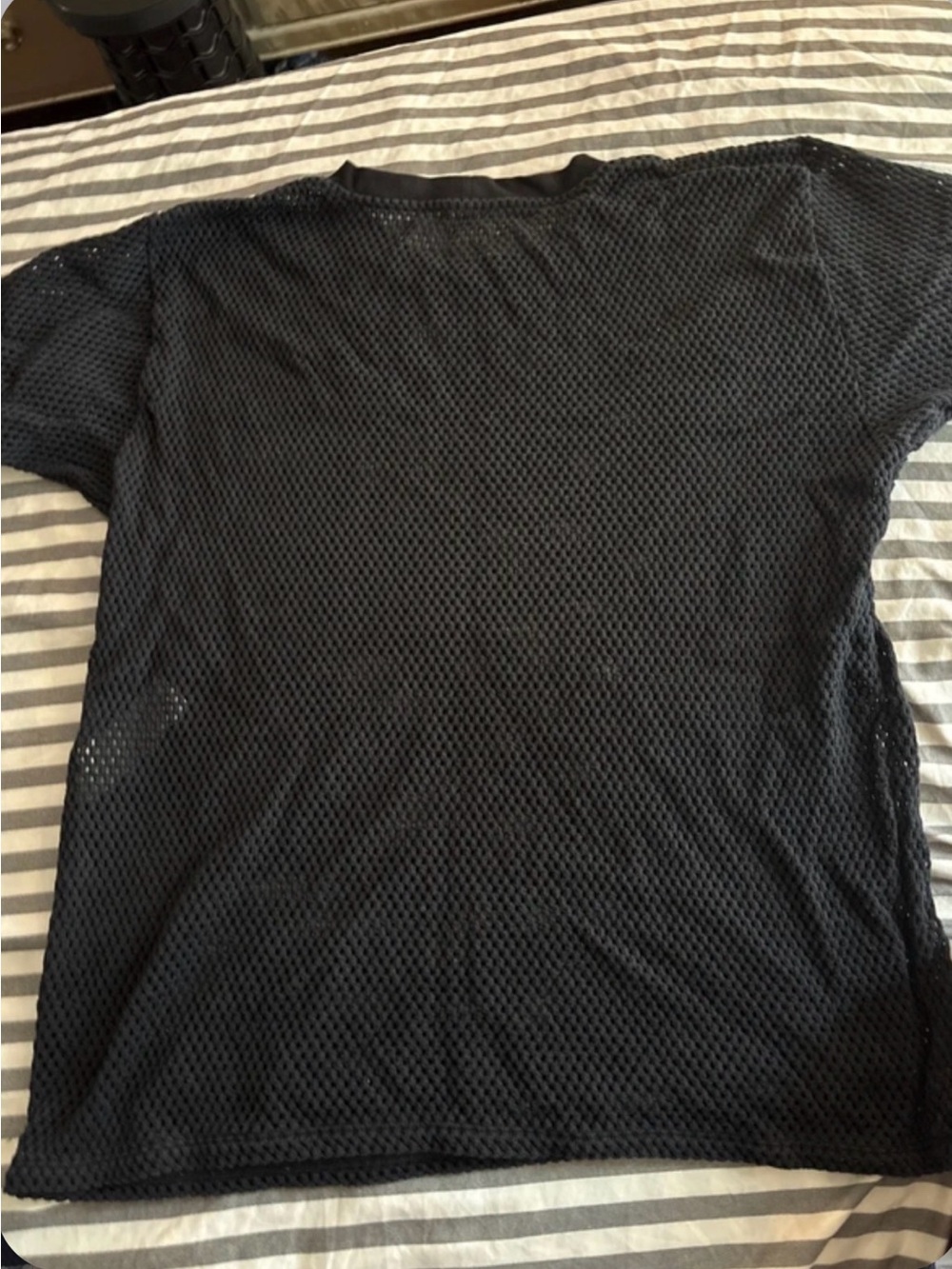 Celine Black Mesh Logo Tee with White Lettering - Picture 2 of 6